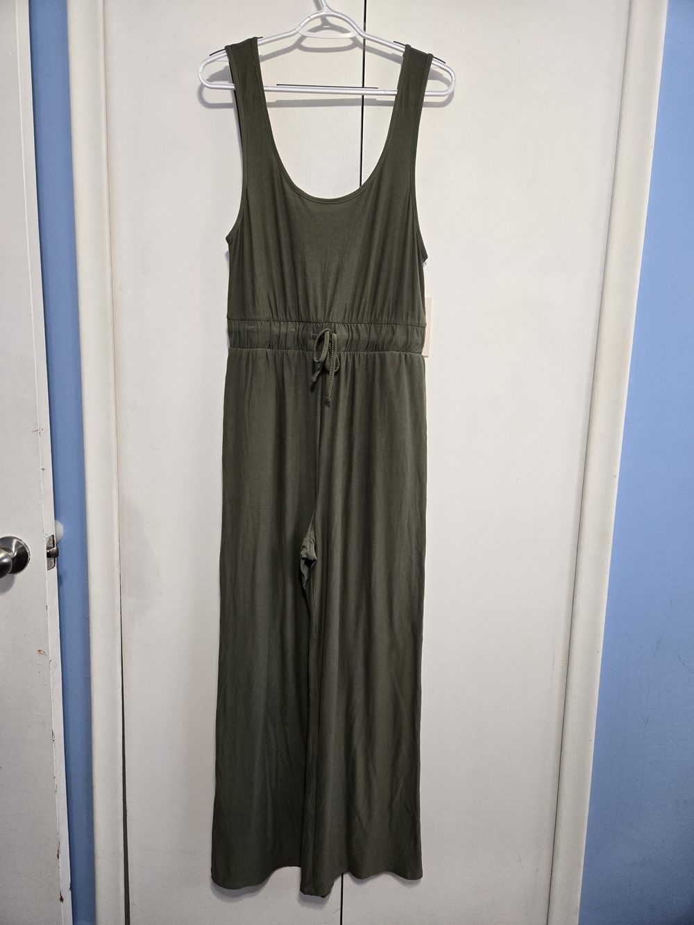 NWT Derek Heart Olive Green Wide Leg Jumpsuit Tieβ Waist Sleeveless L